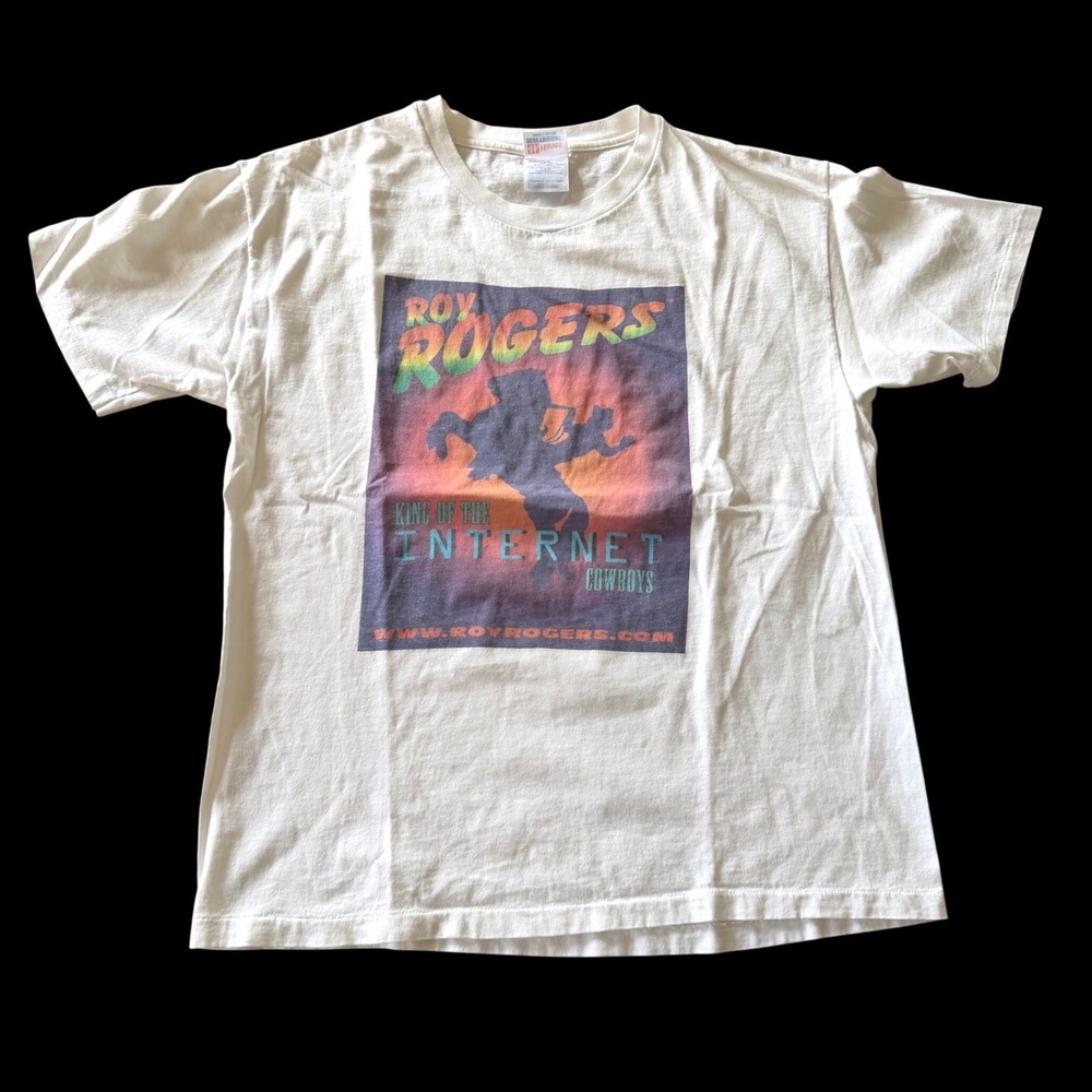 Vintage 90's Roy Rogers King of the Internet Cowboys Tech T-Shirt White L USA